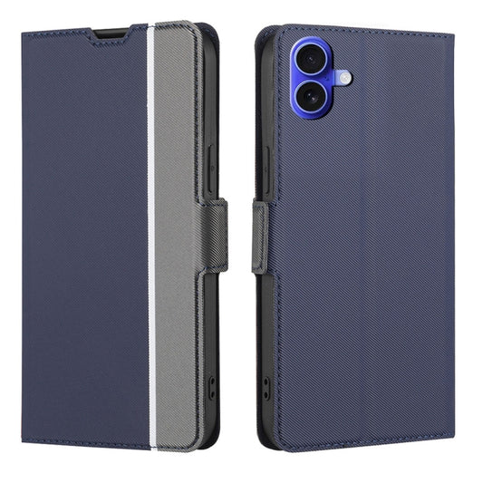 For iPhone 16 Plus Twill Texture Side Button Leather Phone Case(Blue) by buy2fix