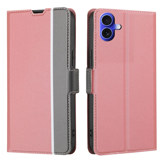 For iPhone 16 Plus Twill Texture Side Button Leather Phone Case(Pink) by buy2fix