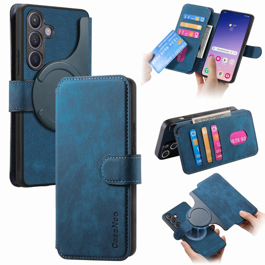 For Galaxy S24 FE 5G CaseNeo MagSafe RFID Anti-theft Retro Leather Phone Case(Blue)
