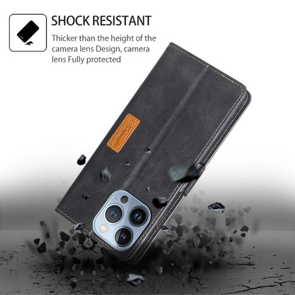 For iPhone 16 Plus Contrast Color Side Buckle Leather Phone Case(Black + Grey) by buy2fix