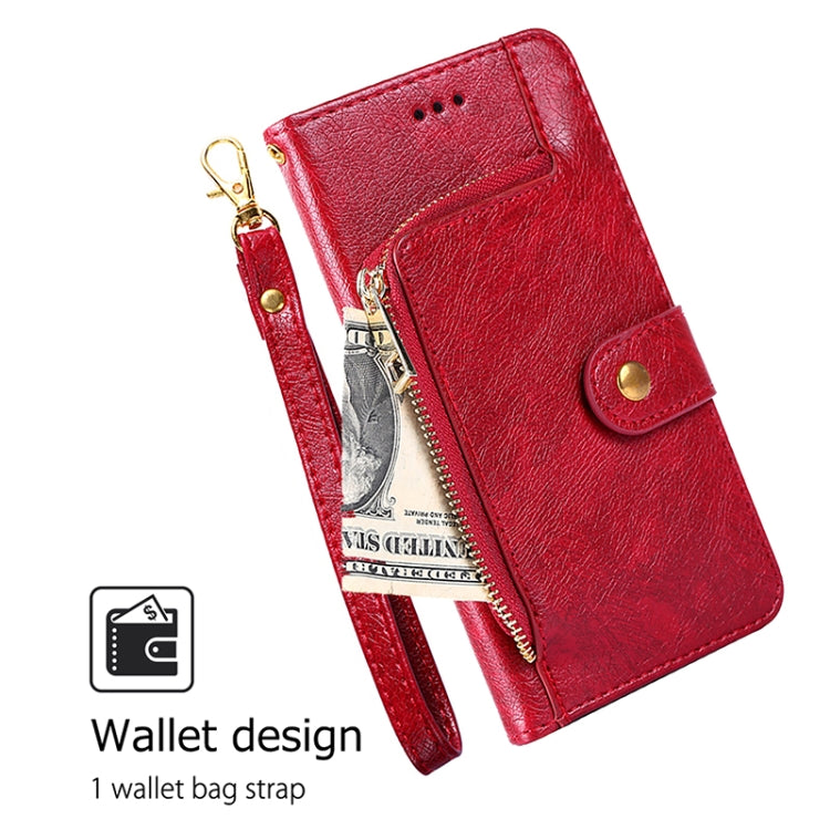 For iPhone 16 Zipper Bag Leather Phone Case(Red) - iPhone 16 Cases by buy2fix | Online Shopping UK | buy2fix