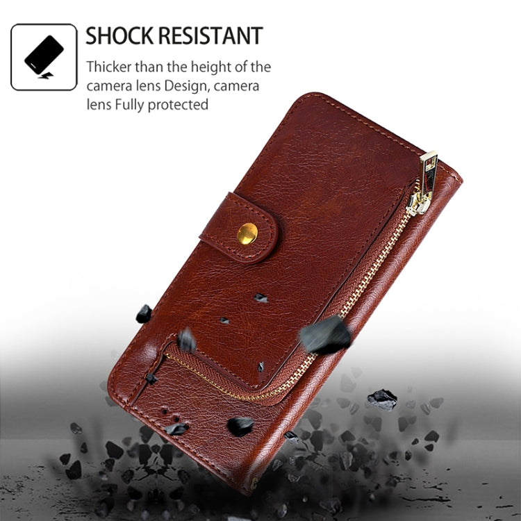 For iPhone 16 Pro Zipper Bag Leather Phone Case(Brown) - iPhone 16 Pro Cases by buy2fix | Online Shopping UK | buy2fix