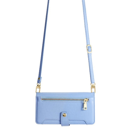 For iPhone 16 Sheep Texture Cross-body Zipper Wallet Leather Phone Case(Blue) - iPhone 16 Cases by buy2fix | Online Shopping UK | buy2fix