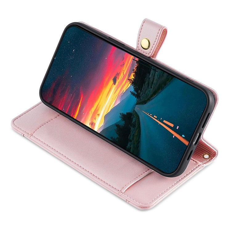 For iPhone 16 Pro Max Sheep Texture Cross-body Zipper Wallet Leather Phone Case(Pink) - iPhone 16 Pro Max Cases by buy2fix | Online Shopping UK | buy2fix