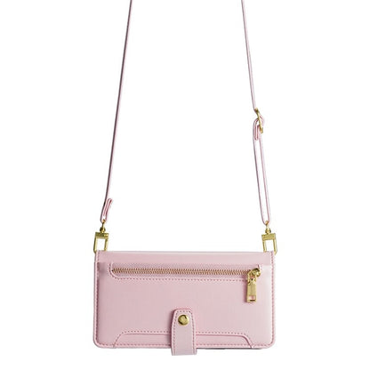 For iPhone 16 Pro Max Sheep Texture Cross-body Zipper Wallet Leather Phone Case(Pink) - iPhone 16 Pro Max Cases by buy2fix | Online Shopping UK | buy2fix