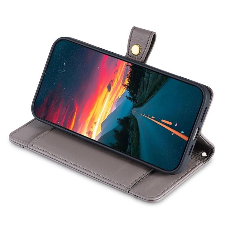 For iPhone 16e Sheep Texture Cross-body Zipper Wallet Leather Phone Case(Grey) - iPhone 16e Cases by buy2fix | Online Shopping UK | buy2fix