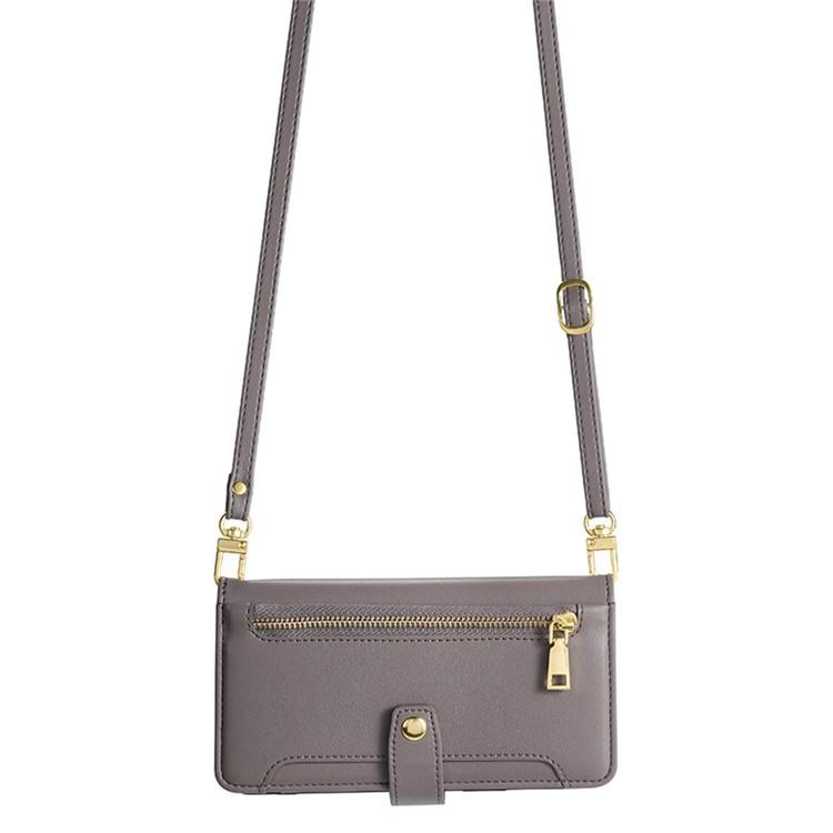 For iPhone XS Max Sheep Texture Cross-body Zipper Wallet Leather Phone Case(Grey) - More iPhone Cases by buy2fix | Online Shopping UK | buy2fix