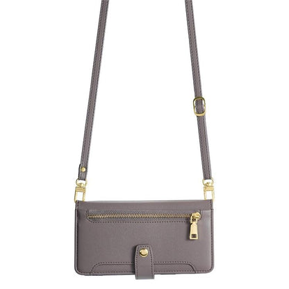 For iPhone XS Max Sheep Texture Cross-body Zipper Wallet Leather Phone Case(Grey) - More iPhone Cases by buy2fix | Online Shopping UK | buy2fix