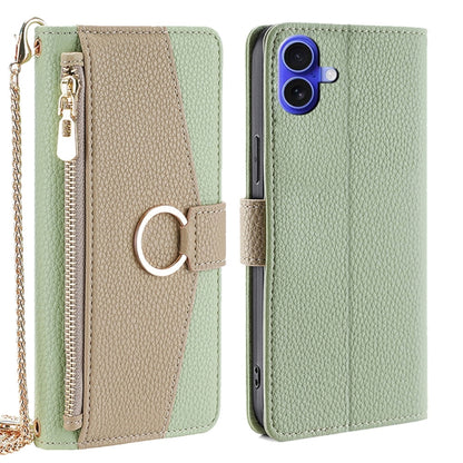 For iPhone 16 Crossbody Litchi Texture Leather Phone Case(Green) by buy2fix