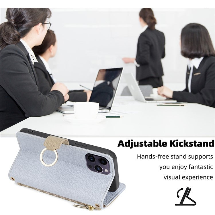 For iPhone 16 Plus Crossbody Litchi Texture Leather Phone Case(Blue) by buy2fix