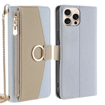 For iPhone 16 Pro Crossbody Litchi Texture Leather Phone Case(Blue) by buy2fix