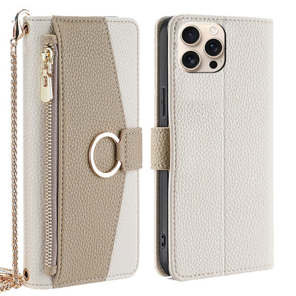 For iPhone 16 Pro Max Crossbody Litchi Texture Leather Phone Case(White) - iPhone 16 Pro Max Cases by buy2fix | Online Shopping UK | buy2fix