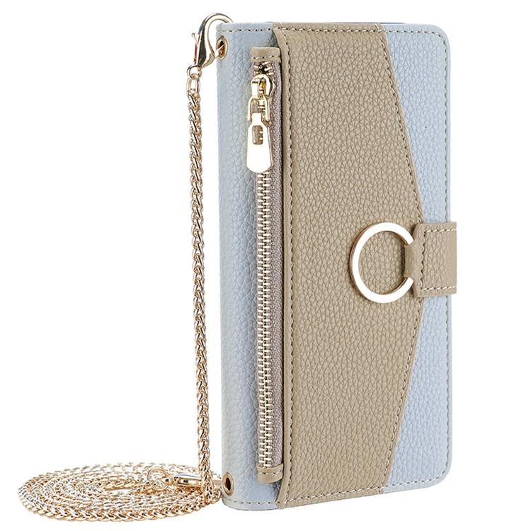 For iPhone 16e Crossbody Litchi Texture Leather Phone Case(Blue) - iPhone 16e Cases by buy2fix | Online Shopping UK | buy2fix