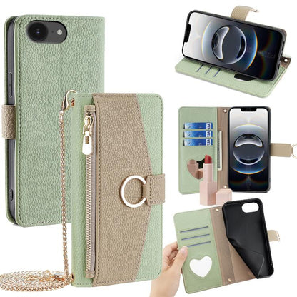 For iPhone 16e Crossbody Litchi Texture Leather Phone Case(Green) - iPhone 16e Cases by buy2fix | Online Shopping UK | buy2fix