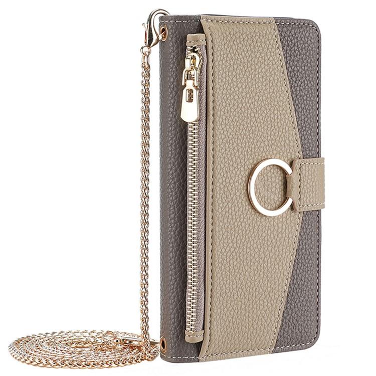 For iPhone 16e Crossbody Litchi Texture Leather Phone Case(Grey) - iPhone 16e Cases by buy2fix | Online Shopping UK | buy2fix