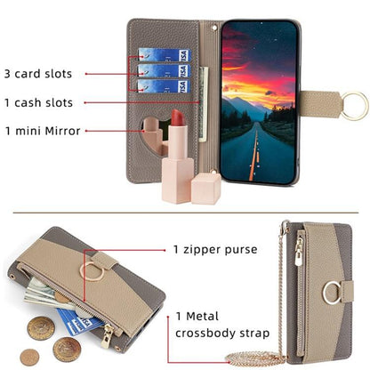 For iPhone 16e Crossbody Litchi Texture Leather Phone Case(Grey) - iPhone 16e Cases by buy2fix | Online Shopping UK | buy2fix