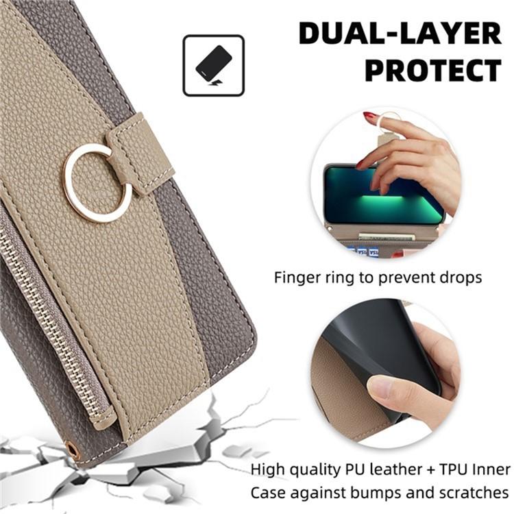 For iPhone 16e Crossbody Litchi Texture Leather Phone Case(Grey) - iPhone 16e Cases by buy2fix | Online Shopping UK | buy2fix
