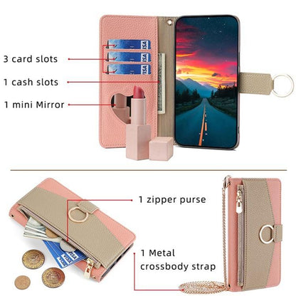For iPhone 16e Crossbody Litchi Texture Leather Phone Case(Pink) - iPhone 16e Cases by buy2fix | Online Shopping UK | buy2fix