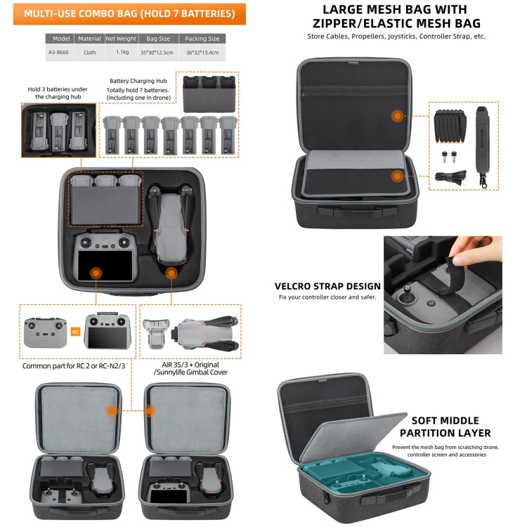 Sunnylife Carrying Case Bag, Model:A3-B660 Batteries Bag - Backpacks & Bags by Sunnylife | Online Shopping UK | buy2fix