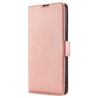 For iPhone 16 Plus Ultra-thin Voltage Side Buckle Horizontal Flip Leather Phone Case(Rose Gold) - iPhone 16 Plus Cases by buy2fix | Online Shopping UK | buy2fix