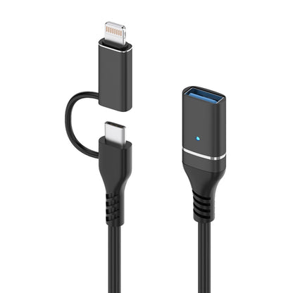 ADS-619 2 in 1 Type-C and 8 Pin to USB 3.0 OTG Adapter(Black) by buy2fix