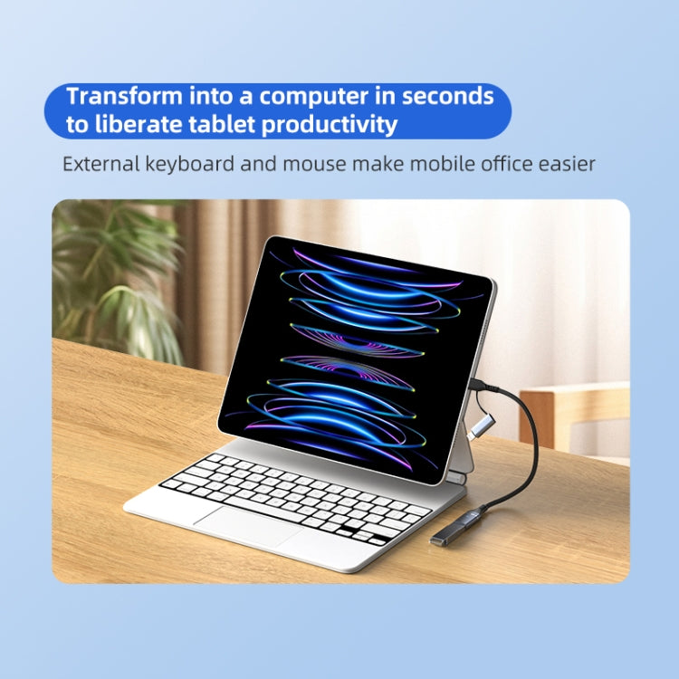 ADS-619 2 in 1 Type-C and 8 Pin to USB 3.0 OTG Adapter(Black) by buy2fix