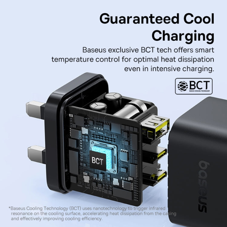 Baseus PD65W USB and 2 USB-C / Type-C Fast Charger With 1m Type-C Cable, Plug Type:UK Plug(Black) - USB Charger by Baseus | Online Shopping UK | buy2fix