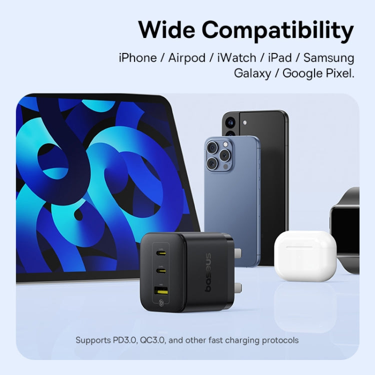 Baseus PD65W USB and 2 USB-C / Type-C Fast Charger With 1m Type-C Cable, Plug Type:UK Plug(Black) - USB Charger by Baseus | Online Shopping UK | buy2fix