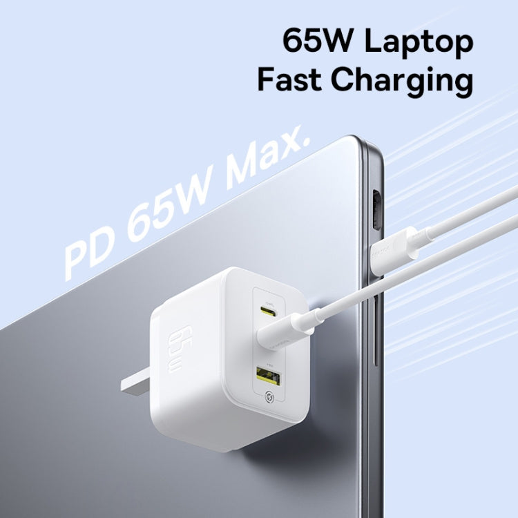 Baseus PD65W USB and 2 USB-C / Type-C Fast Charger With 1m Type-C Cable, Plug Type:UK Plug(White) - USB Charger by Baseus | Online Shopping UK | buy2fix