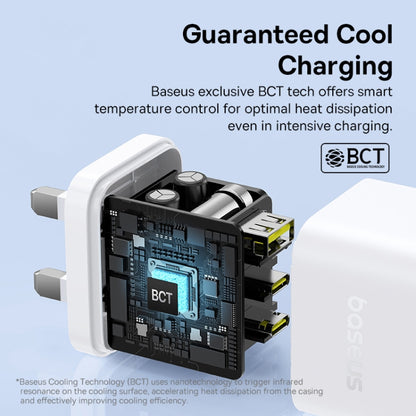 Baseus PD65W USB and 2 USB-C / Type-C Fast Charger With 1m Type-C Cable, Plug Type:UK Plug(White) - USB Charger by Baseus | Online Shopping UK | buy2fix