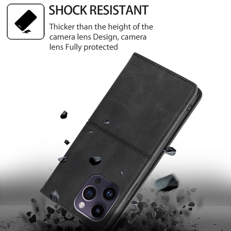 For iPhone 16 Cow Texture Magnetic Leather Phone Case(Black) by buy2fix