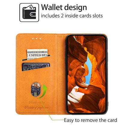 For iPhone 16 Cow Texture Magnetic Leather Phone Case(Light Brown) by buy2fix