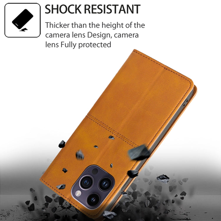 For iPhone 16 Cow Texture Magnetic Leather Phone Case(Light Brown) by buy2fix