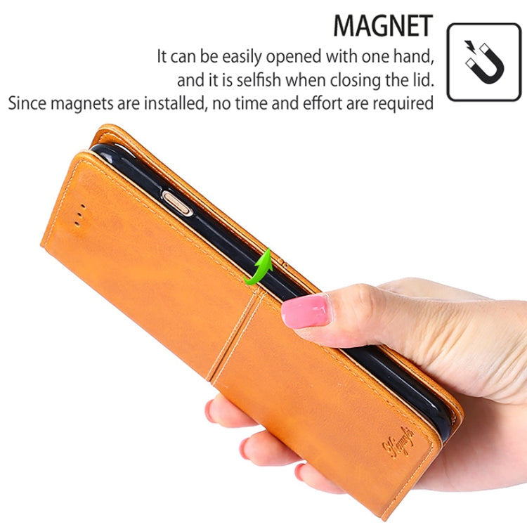 For iPhone 16 Cow Texture Magnetic Leather Phone Case(Light Brown) by buy2fix