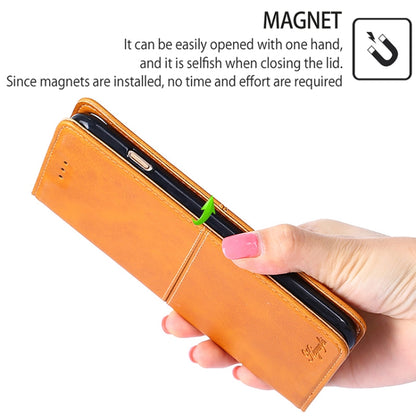 For iPhone 16 Cow Texture Magnetic Leather Phone Case(Light Brown) by buy2fix