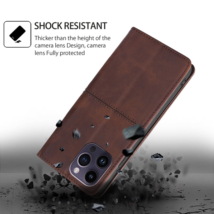 For iPhone 16 Plus Cow Texture Magnetic Leather Phone Case(Dark Brown) by buy2fix