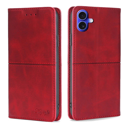 For iPhone 16 Plus Cow Texture Magnetic Leather Phone Case(Red) by buy2fix
