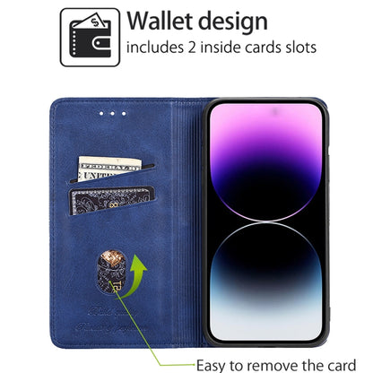 For iPhone 16 Pro Max Cow Texture Magnetic Leather Phone Case(Blue) by buy2fix