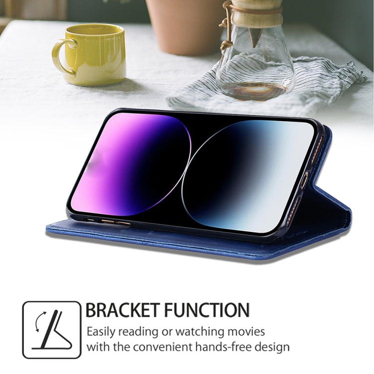 For iPhone 16 Pro Max Cow Texture Magnetic Leather Phone Case(Blue) by buy2fix