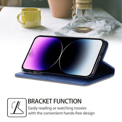 For iPhone 16 Pro Max Cow Texture Magnetic Leather Phone Case(Blue) by buy2fix