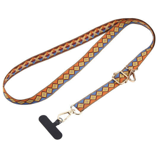 Retro Ethnic Style Crossbody Long Lanyard Mobile Phone Anti-lost Neck Lanyard(Orange Blue) - Lanyards & Wrist Straps by buy2fix | Online Shopping UK | buy2fix