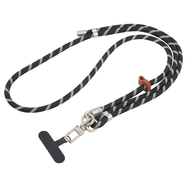 8mm Silver Buckle Adjustable Anti-lost Crossbody Mobile Phone Neck Lanyard(Black White) - Lanyards & Wrist Straps by buy2fix | Online Shopping UK | buy2fix