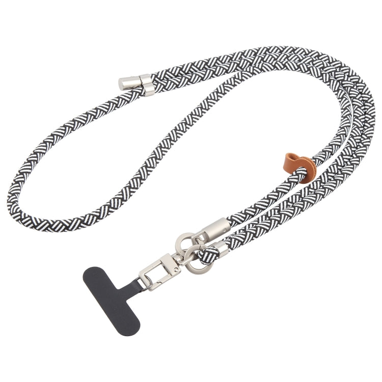 8mm Silver Buckle Adjustable Anti-lost Crossbody Mobile Phone Neck Lanyard(Black White Twill) - Lanyards & Wrist Straps by buy2fix | Online Shopping UK | buy2fix
