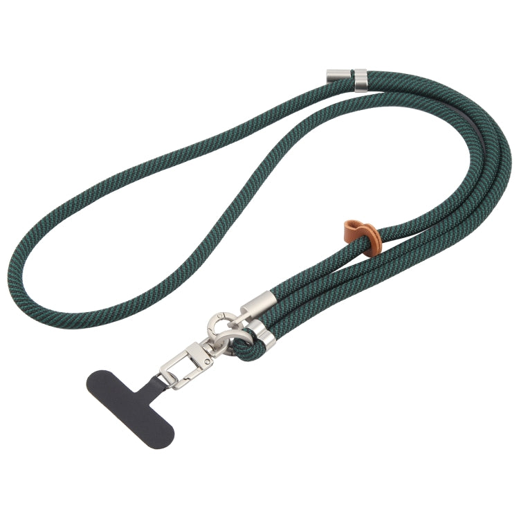 8mm Silver Buckle Adjustable Anti-lost Crossbody Mobile Phone Neck Lanyard(Black Green) - Lanyards & Wrist Straps by buy2fix | Online Shopping UK | buy2fix