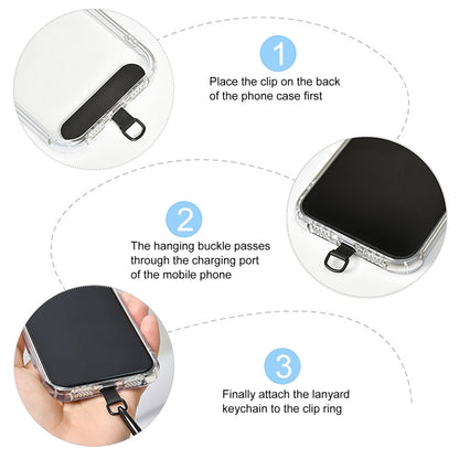 8mm Silver Buckle Adjustable Anti-lost Crossbody Mobile Phone Neck Lanyard(Black White) - Lanyards & Wrist Straps by buy2fix | Online Shopping UK | buy2fix