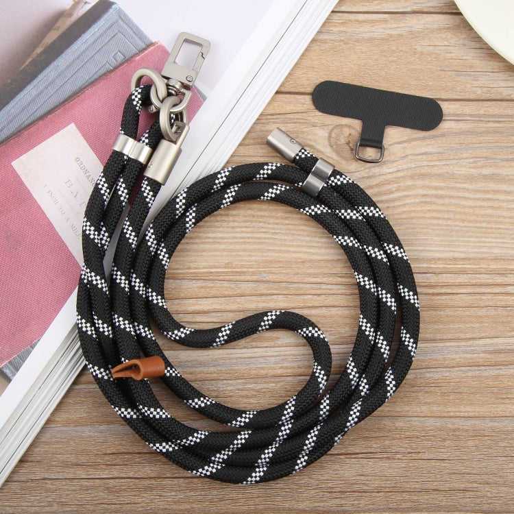 8mm Silver Buckle Adjustable Anti-lost Crossbody Mobile Phone Neck Lanyard(Pink White) - Lanyards & Wrist Straps by buy2fix | Online Shopping UK | buy2fix