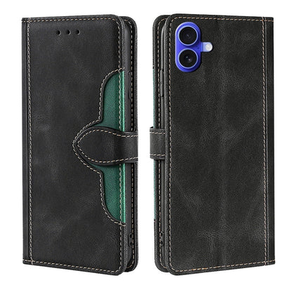 For iPhone 16 Plus Skin Feel Magnetic Buckle Leather Phone Case(Black) by buy2fix