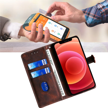 For iPhone 16 Plus Skin Feel Magnetic Buckle Leather Phone Case(Brown) by buy2fix