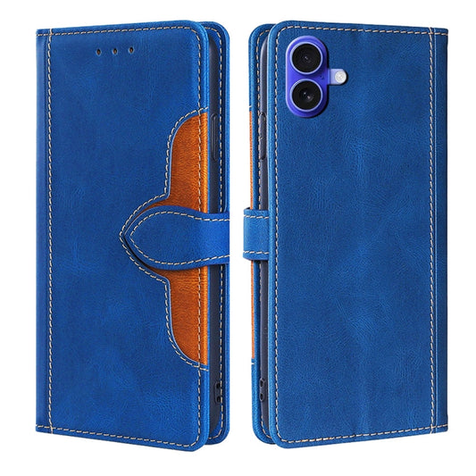For iPhone 16 Plus Skin Feel Magnetic Buckle Leather Phone Case(Blue) by buy2fix