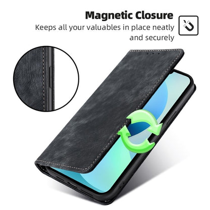 For iPhone 16 Pro Max RFID Anti-theft Brush Magnetic Leather Phone Case(Black) - iPhone 16 Pro Max Cases by buy2fix | Online Shopping UK | buy2fix